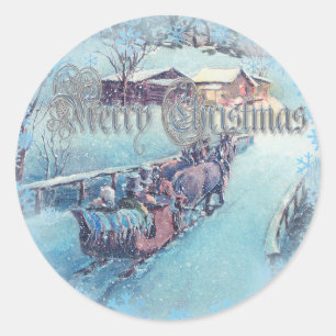 Sticker Rond TOUR de SLEIGH de JOYEUX NOËL par SHARON SHARPE