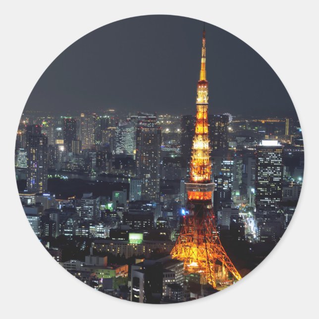 Sticker Rond Tour de Tokyo par nuit :: (Devant)