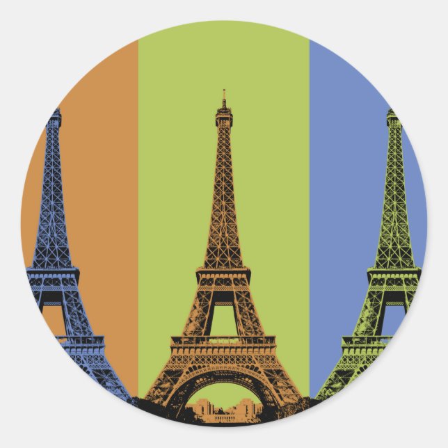Sticker Rond Tour Eiffel à Paris Triptyque (Devant)