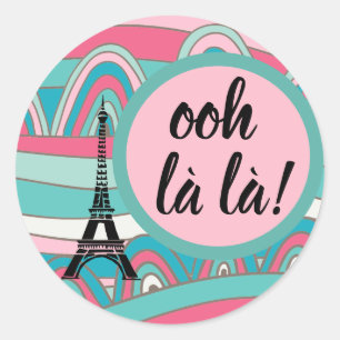Sticker Rond Tour Eiffel colorée tendance Ooh la la!/ Monogram