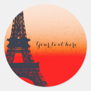 Sticker Rond Tour Eiffel de Paris Coucher de Soleil Orange Chic