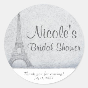 Sticker Rond Tour Eiffel de Paris Mariage Vintage Élégant Favor