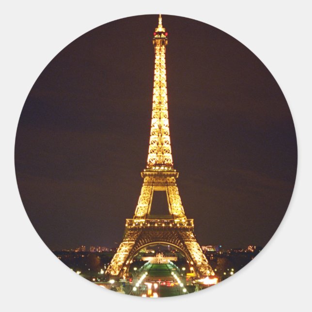 Sticker Rond Tour Eiffel en soirée (Devant)