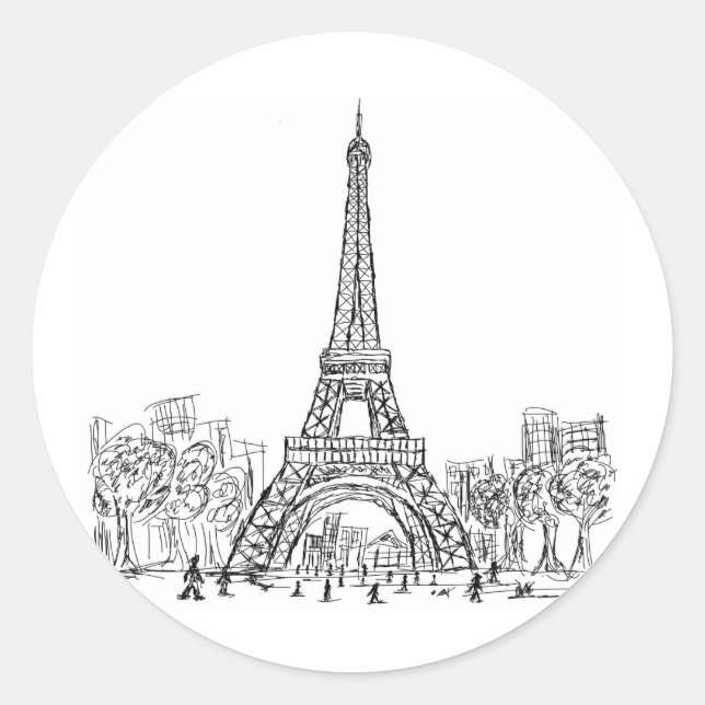 Sticker Rond Tour Eiffel Paris (Devant)