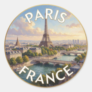 Sticker Rond Tour Eiffel Paris France Rivière Seine