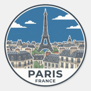 Sticker Rond Tour Eiffel Paris Toits France