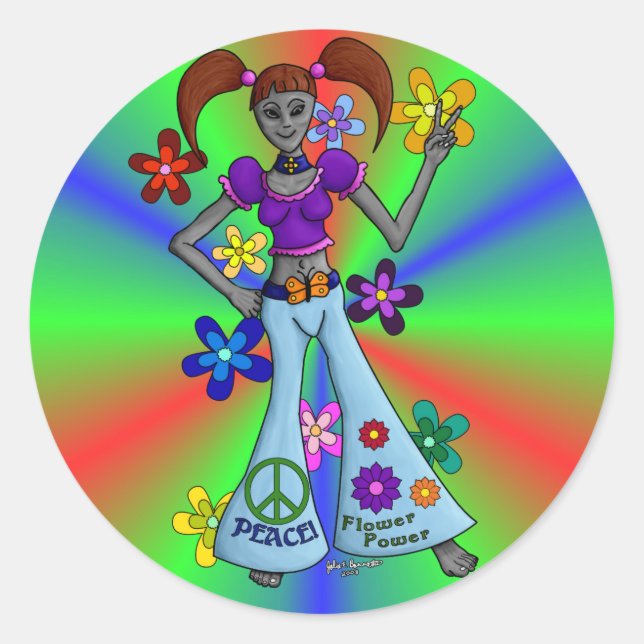 Sticker Rond Tour Hippy Alien (Devant)