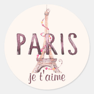 Sticker Rond Tour Paris/Eiffel Je T'Aime "Je t'aime"
