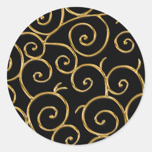 Sticker Rond tourbillons d'or