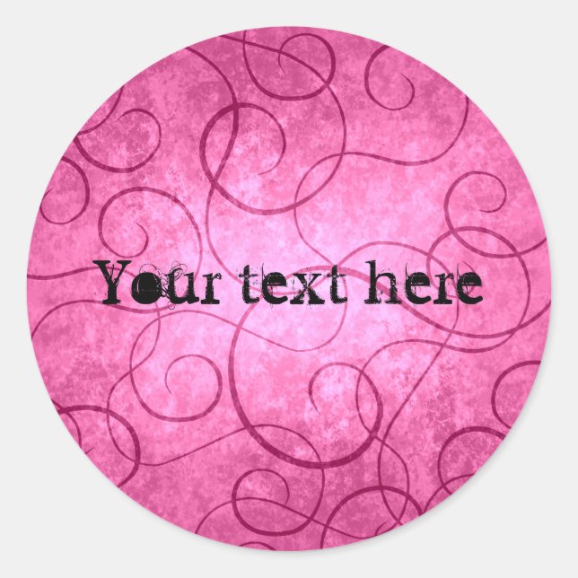 Sticker Rond Tourbillons roses (Devant)