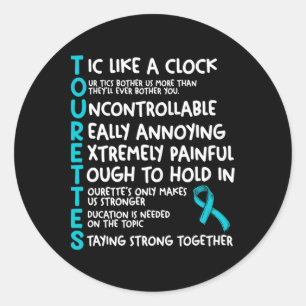 Sticker Rond Tourettes Signifiant Syndrome Turquoise De Tourett