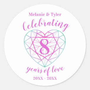 Sticker Rond Tourmaline anniversaire 8 ans d'autocollants d'amo
