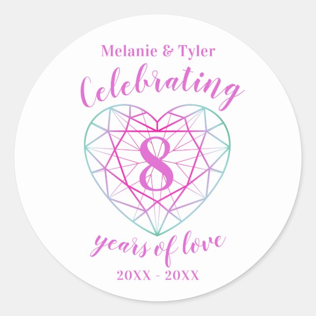 Sticker Rond Tourmaline anniversaire 8 ans d'autocollants d'amo (Devant)