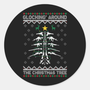 Sticker Rond Tournant autour de l'arbre de Noël Pull de Noël la