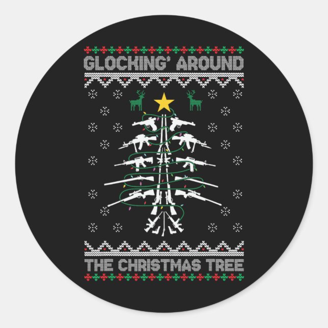 Sticker Rond Tournant autour de l'arbre de Noël Pull de Noël la (Devant)