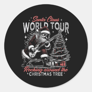 Sticker Rond Tournée mondiale de Santa Claus Rocking Around The