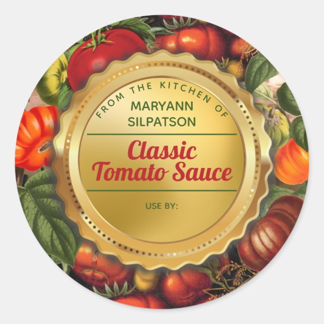 Sticker Rond Tourner des tomates personnalisées depuis la cuisi (Devant)