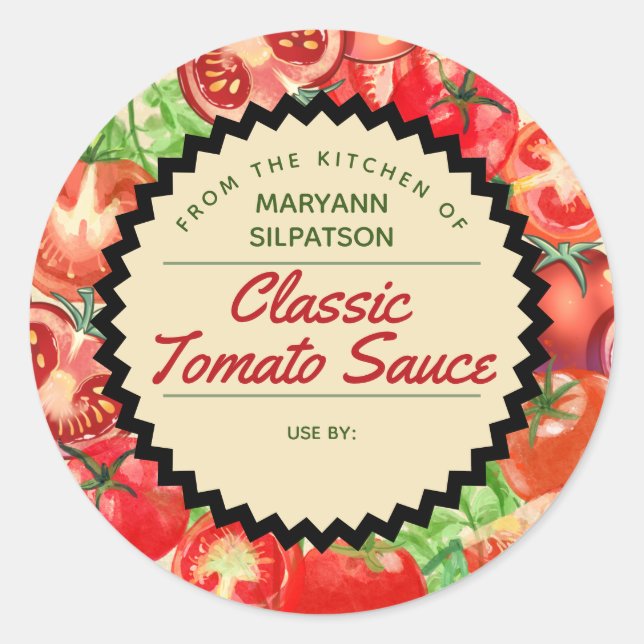 Sticker Rond Tourner des tomates personnalisées depuis la cuisi (Devant)