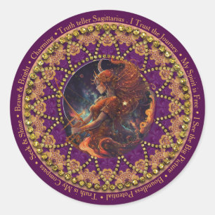 Sticker Rond Tournesol Astro Sagittaire Affirmations Zodiaque