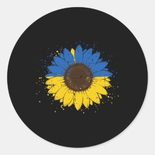 Sticker Rond Tournesol bleu jaune ukrainien Fleur d'Ukraine Hom