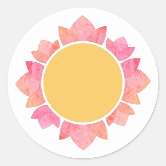 Sticker Rond Tournesol dégradé rose illusima jaune blanc (Devant)