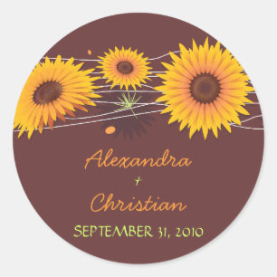 Sticker Rond Tournesol Enregistrer La Date Mariage Faire-part 3