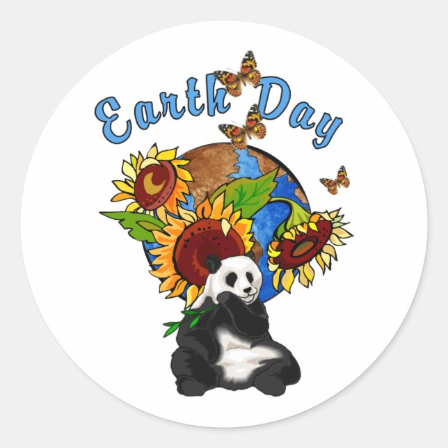 Sticker Rond Tournesol et Panda Earth (Devant)