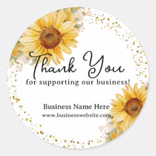 Sticker Rond Tournesol Faux Paillettes Or Mariage Commercial