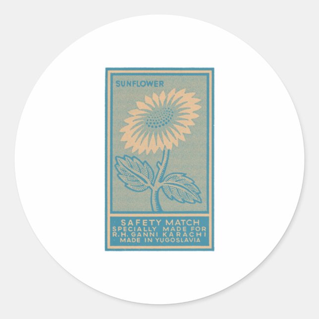 Sticker Rond Tournesol Mid Century Art moderne (Devant)