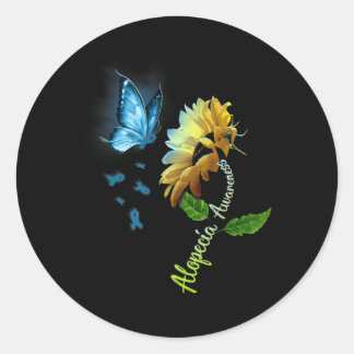 Sticker Rond Tournesol papillon Alopécie Sensibilisation 1