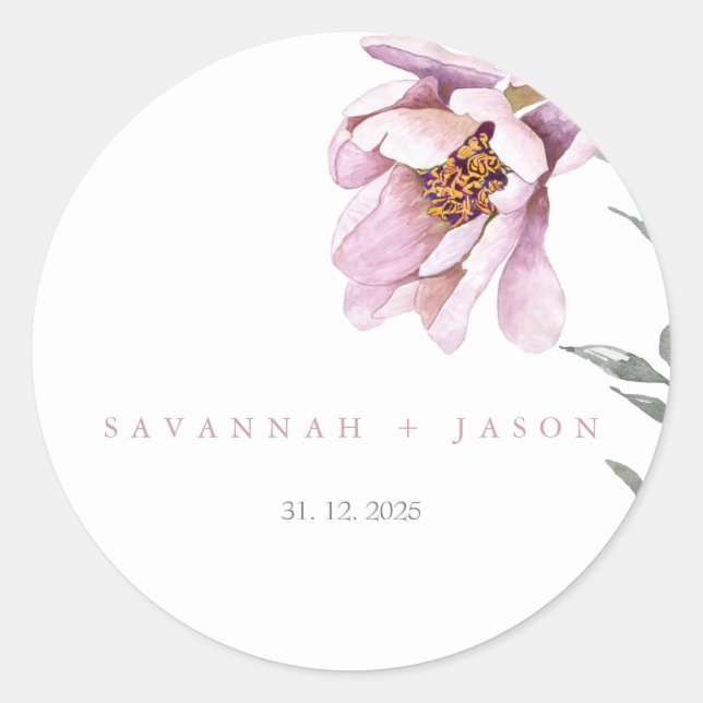 Sticker Rond Tournesol rose minimaliste | Sceau d'enveloppe Mar (Devant)