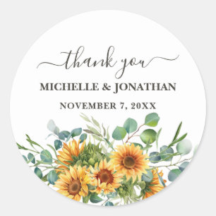 Sticker Rond Tournesol rustique à l'automne Couleurs Mariage Fa