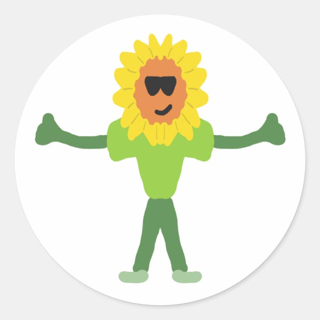 Sticker Rond Tournesol souriant (Devant)