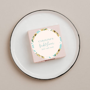 Sticker Rond Tournesol Turquoise Damier Lavage de Mariée 