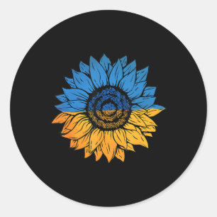 Sticker Rond Tournesol Ukraine Drapeau Ukrainien Avec L'Ukraine