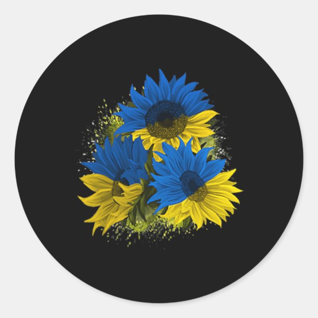 Sticker Rond Tournesol Ukraine I stand with Ukraine Peace Drape (Devant)