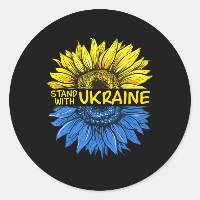 Sticker Rond Tournesol Ukrainien je reste avec l'Ukraine amour  (Devant)
