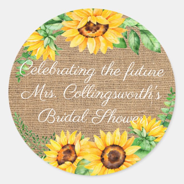 Sticker Rond Tournesol Wreath Sur Burlap Regarder La Faveur Des (Devant)