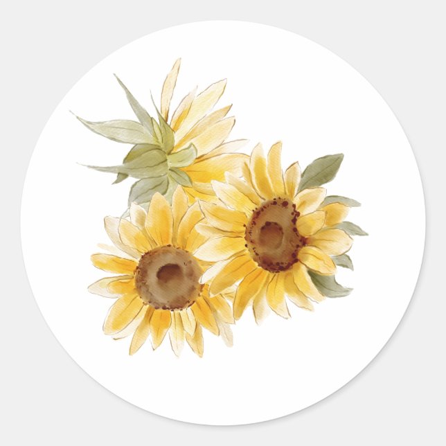Sticker Rond Tournesols à l'aquarelle (Devant)