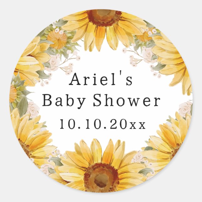 Sticker Rond Tournesols Aquarelle Rustique  (Devant)