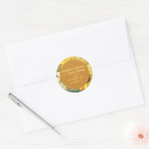 Sticker Rond Tournesols en terre cuite Fleurs sauvages Mariage