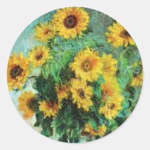 Sticker Rond Tournesols impressionnistes