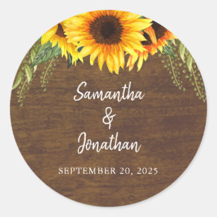 Sticker Rond Tournesols rustiques MARIAGE