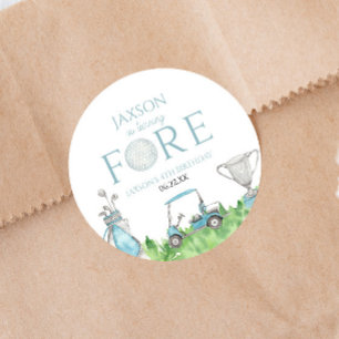 Sticker Rond Tournez Fore Blue Golf 4e anniversaire