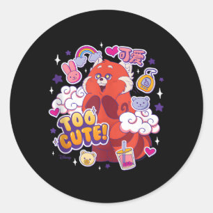 Sticker Rond Tournez le panda rouge trop rouge