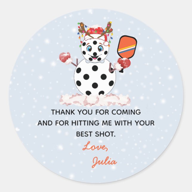 Sticker Rond Tournoi de Pickleball de Noël dans les Halls (Devant)