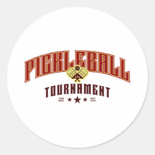 Sticker Rond Tournoi de Pickleball Vintage Pickleball