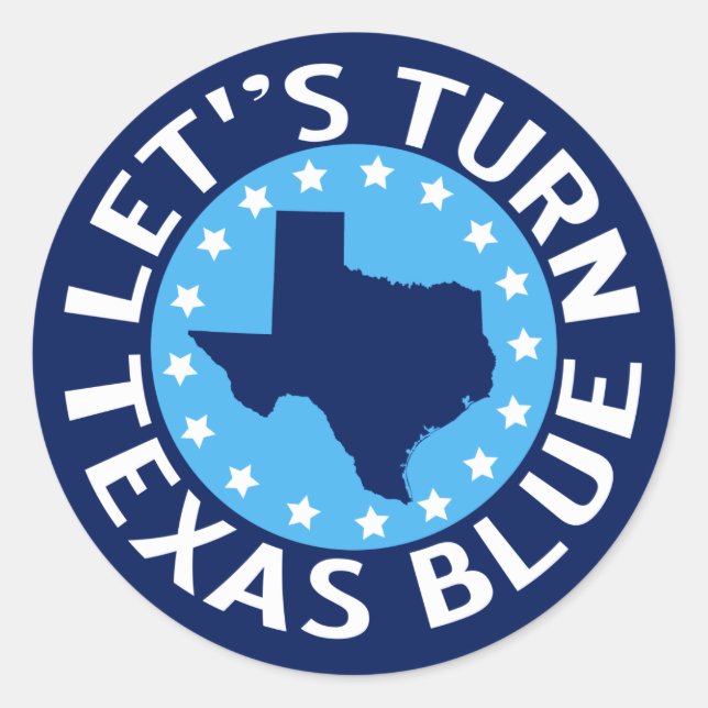 Sticker Rond Tournons le Texas Blue Vote Democrat Political (Devant)