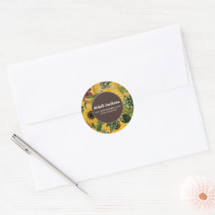 Sticker Rond Tournsole Jaune Rustique Adresse
