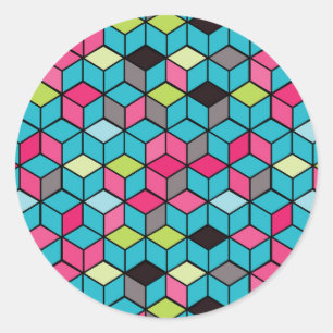 Sticker Rond Tourqouise et Pink Cube